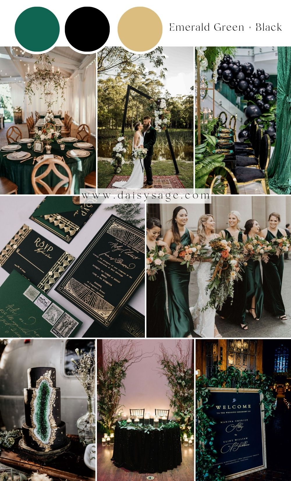 Emerald Green and Black Wedding Color Scheme