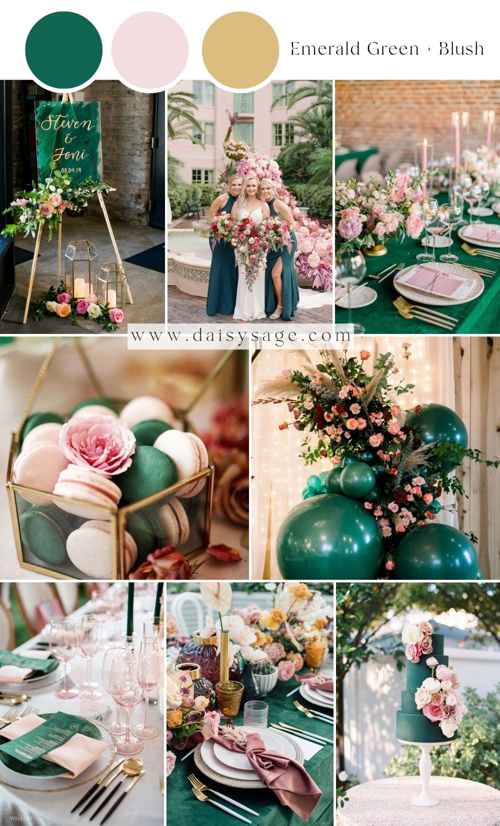 Emerald Green and Blush Wedding Color Scheme