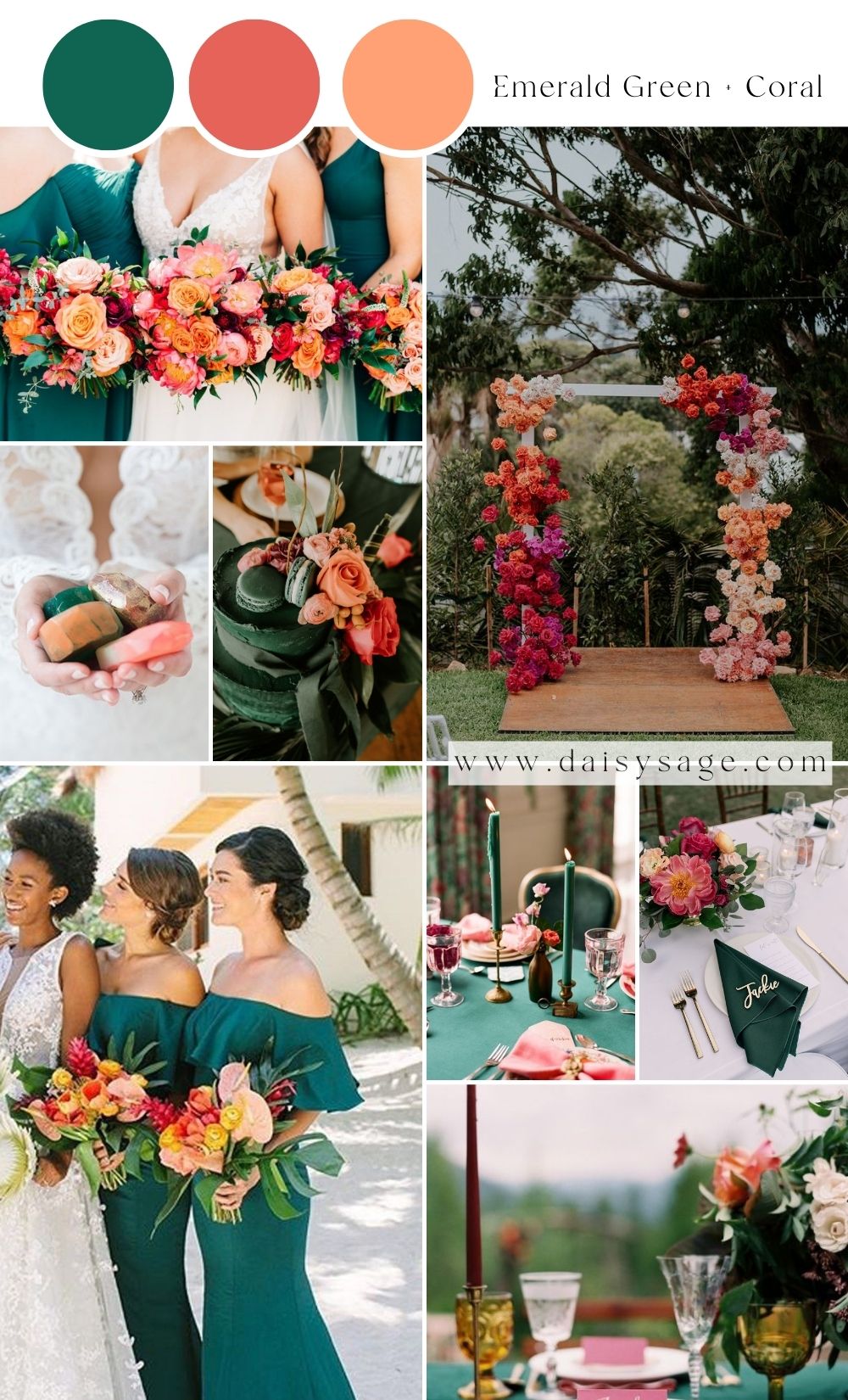 Emerald Green and Coral Wedding Color Theme