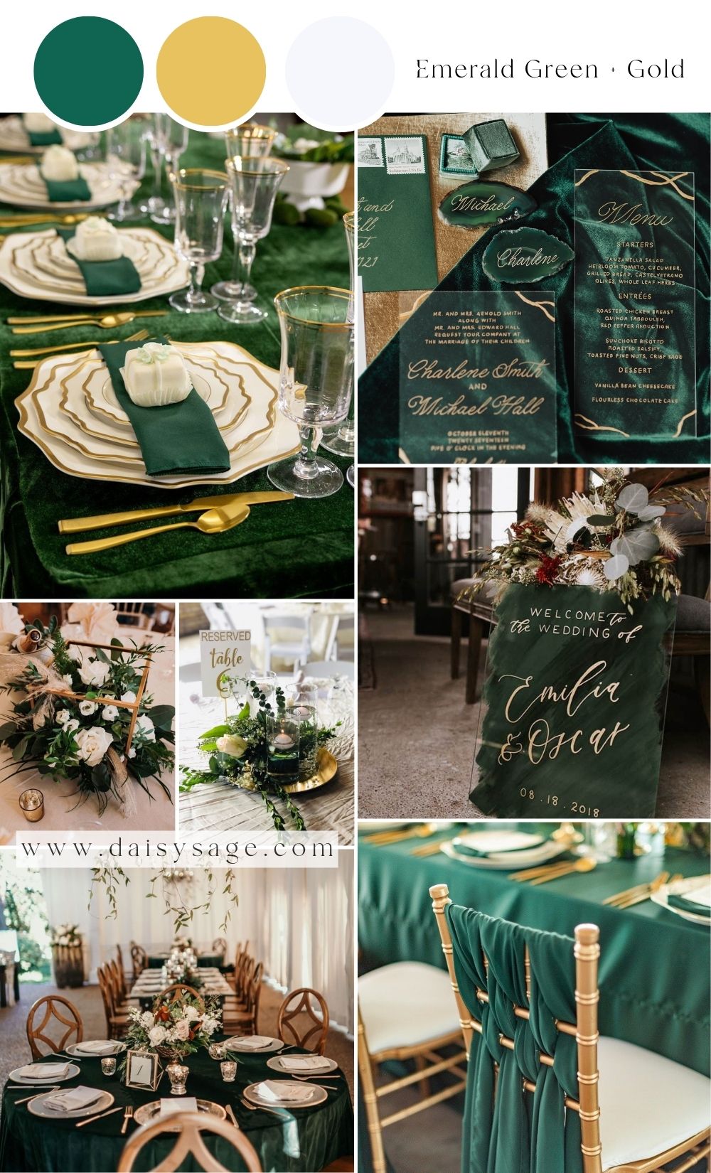 Emerald Green and Gold Wedding Color Theme
