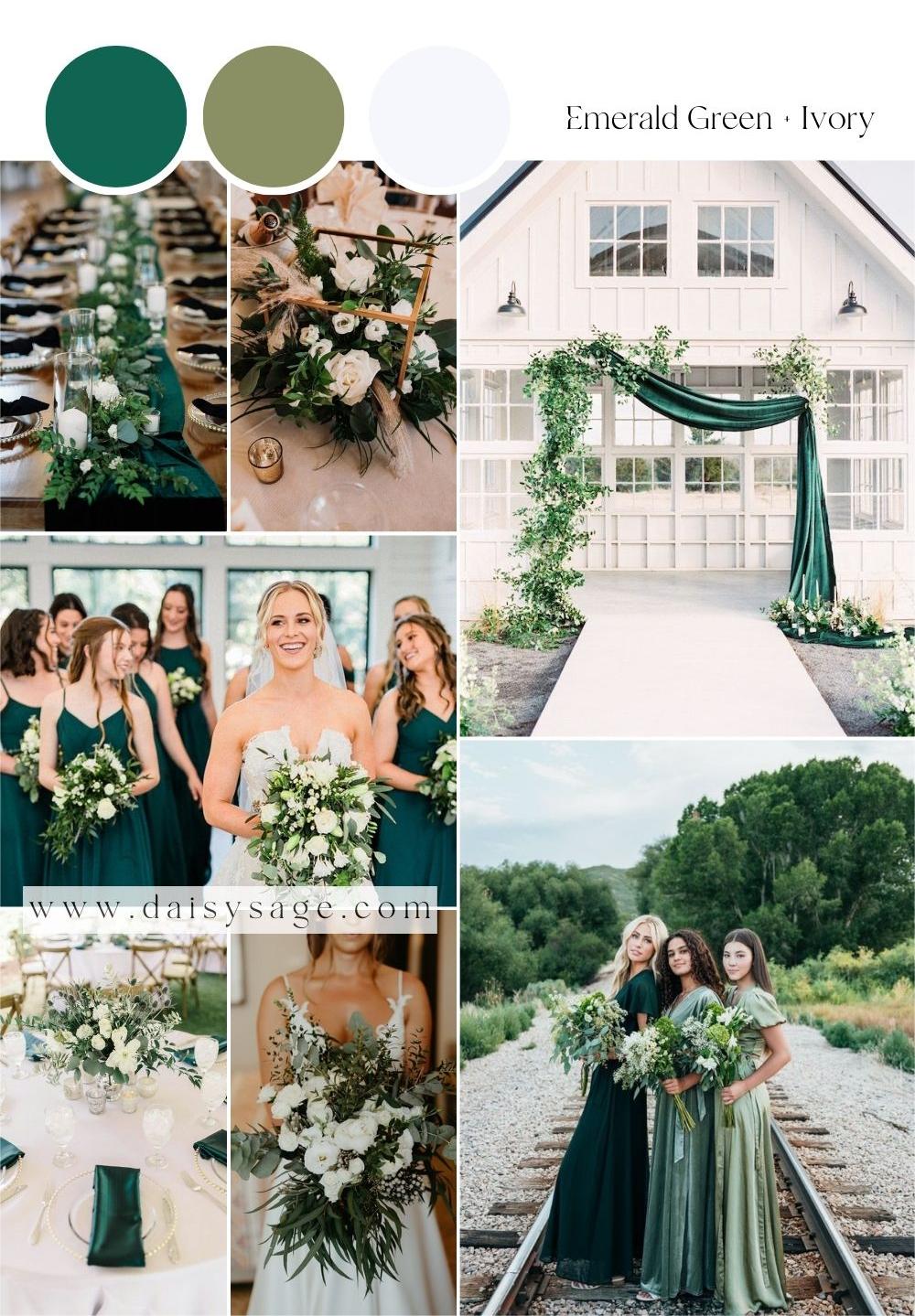 Emerald Green and Ivory Wedding Color Theme