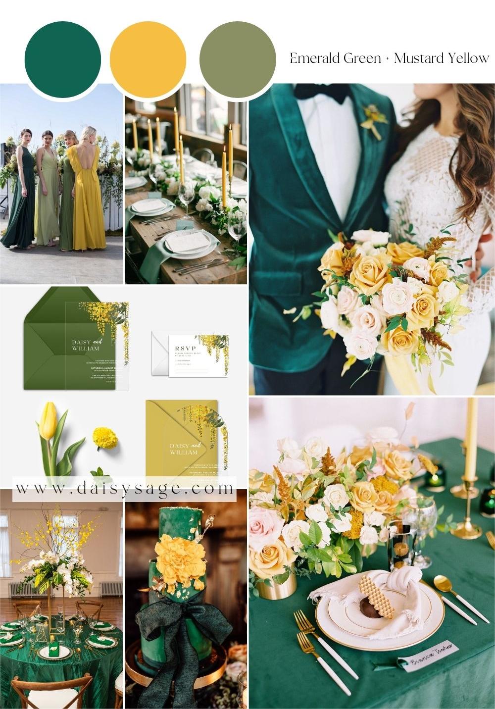 Emerald Green and Mustard Yellow Wedding Color Palette