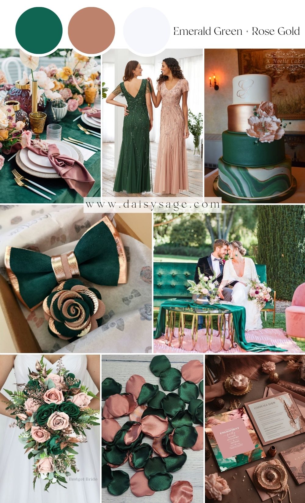 Emerald Green and Rose Gold Wedding Color Idea
