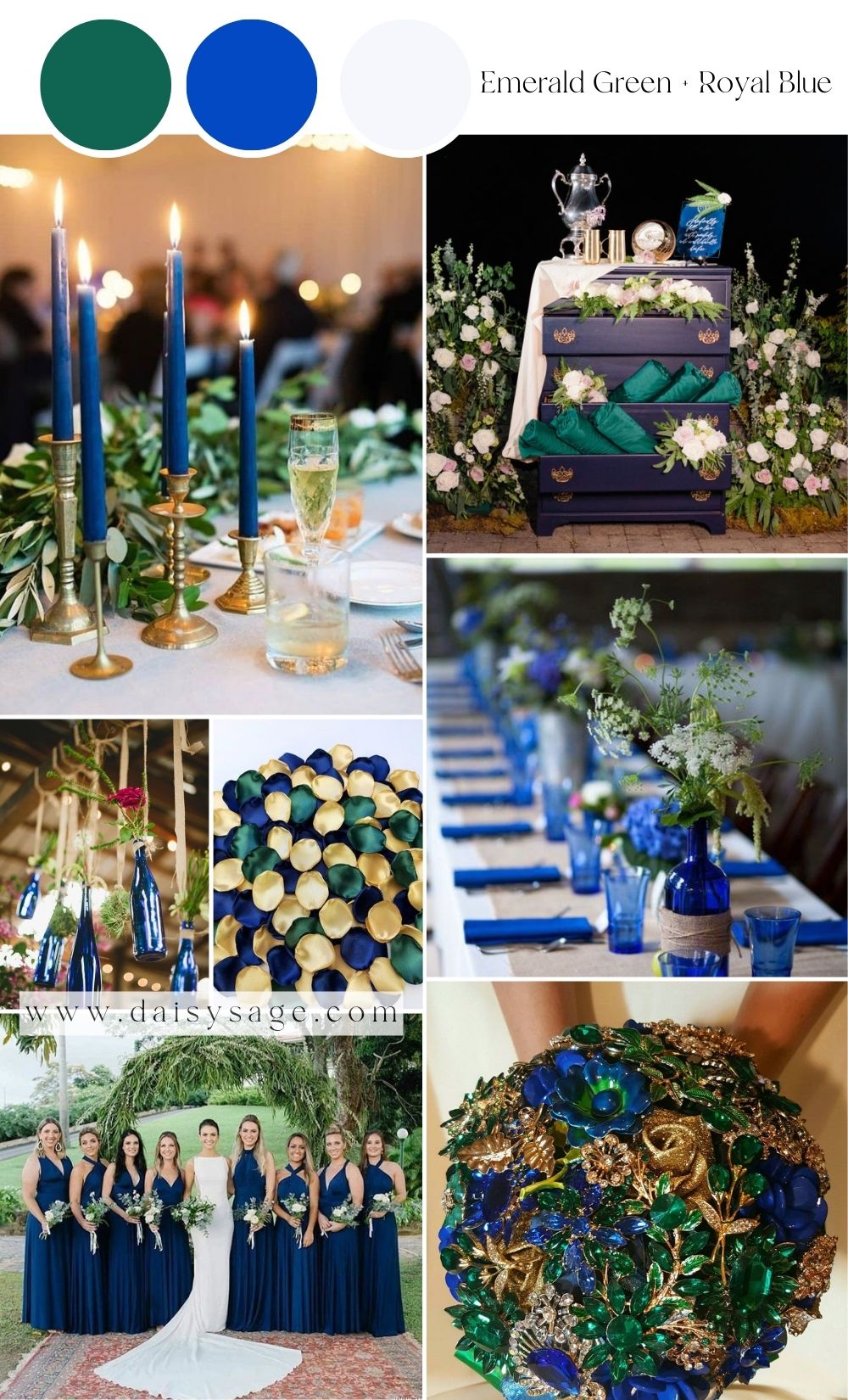 Emerald Green and Royal Blue Wedding Color Palette