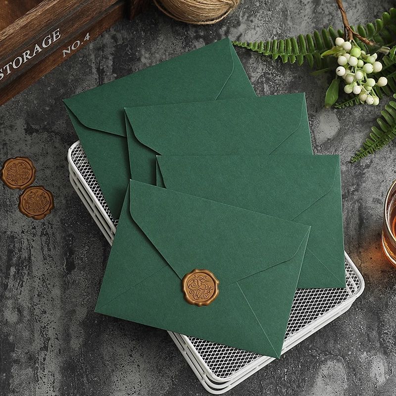 250gsm Dark Emerald Matte A7 Euro Flap Envelopes (5Pcs/ Set) Daisy Sage