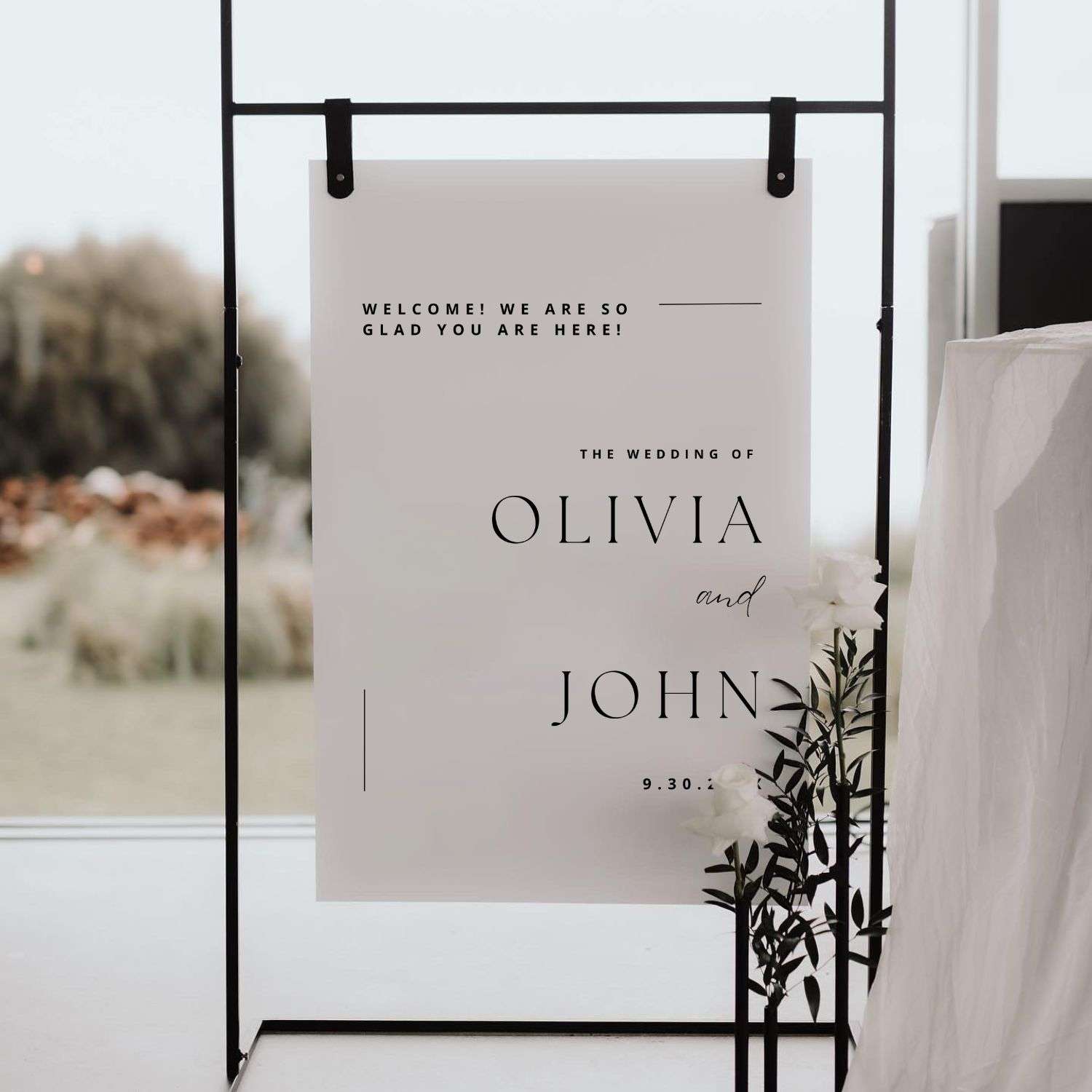 Elegant Modern White Acrylic Wedding Welcome Sign DSWS12-3