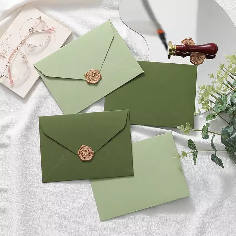 Sage Green and Olive Green Matte A7 Wedding Envelopes2