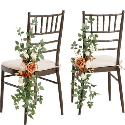 Terracotta Wedding Aisle Chair Decorations Flowers Arrangement