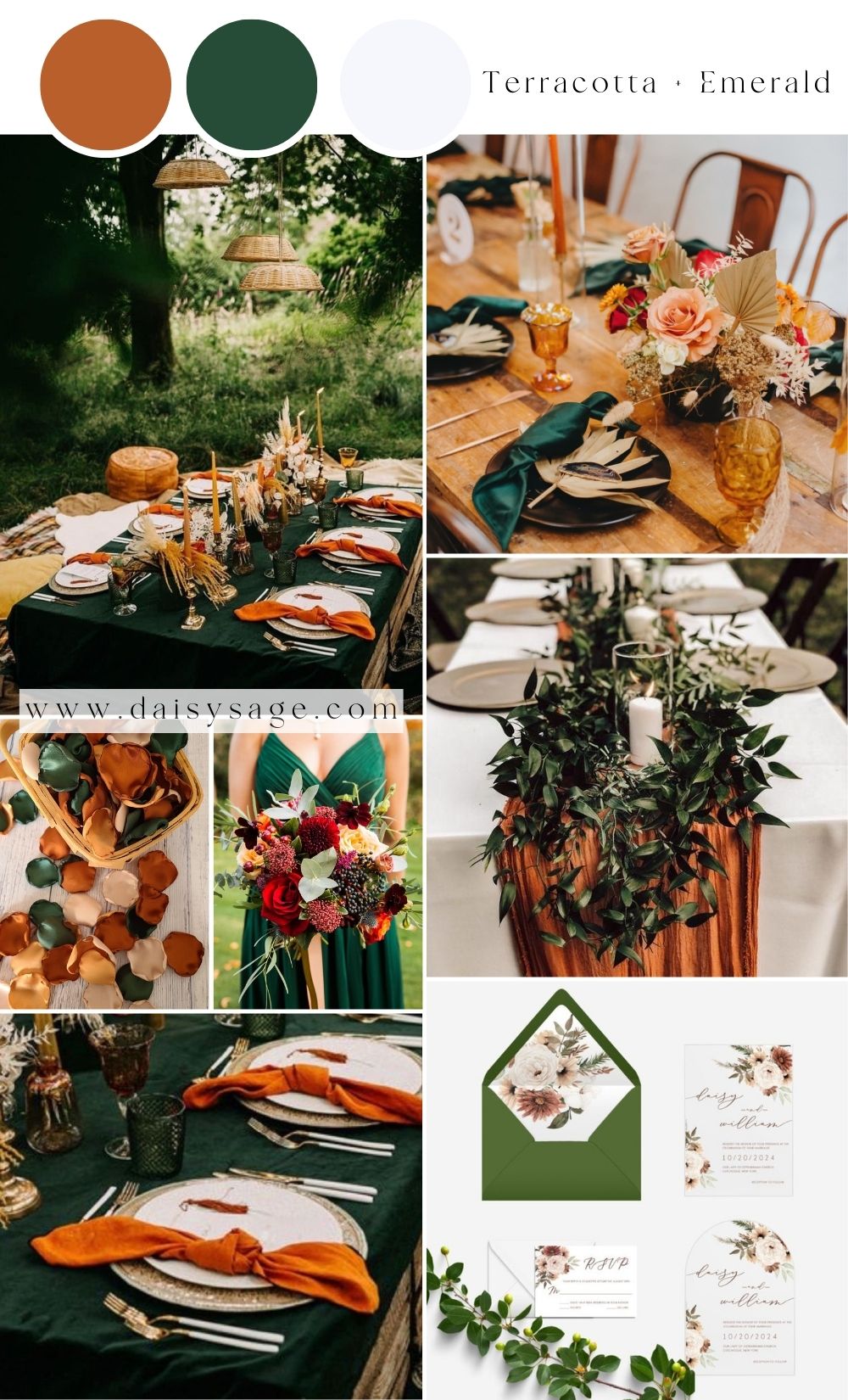Terracotta and Emerald Green Wedding Color Palette