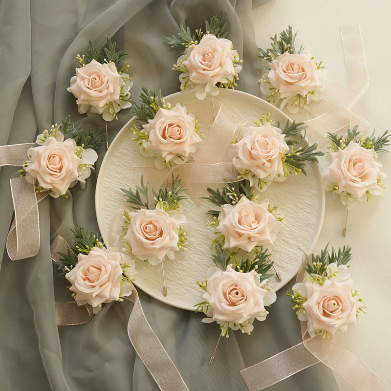 Blush Pink Roses Corsage & Boutonniere Set DSCB25 - Daisy Sage